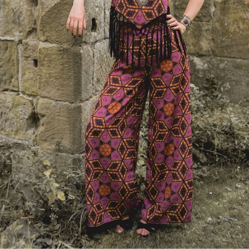Cosmic Drifters RARE Ancient Astrology Wide Leg Culottes Pants High Rise Witchy